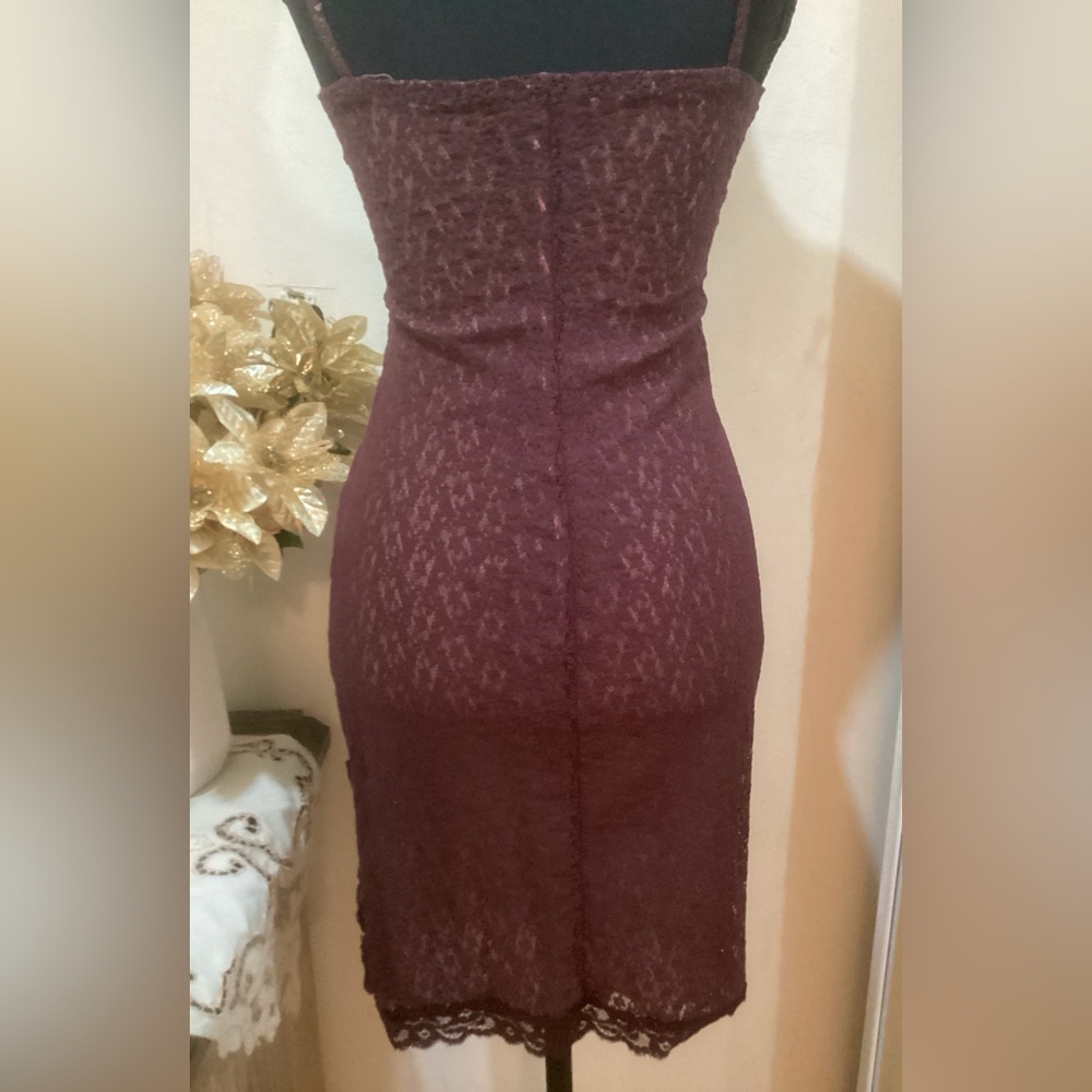 MNG Burgundy Slip Mini Dress Spaghetti Strap - Picture 4 of 9